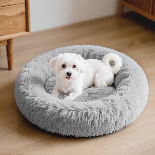 Round Fluffy Dog Bed 20"